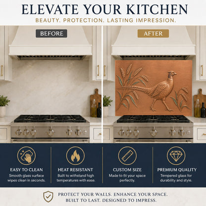 Earthy wheat pheasant backsplash protecting the kitchen sink wall