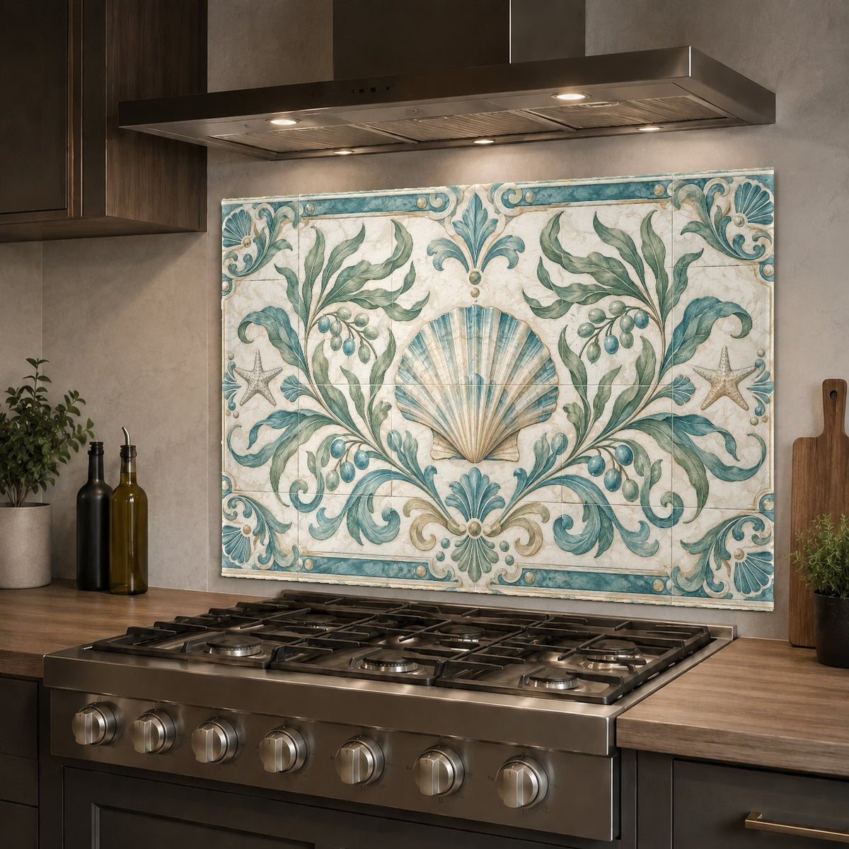 Kitchen sink wall protected by a waterproof tempered glass backsplash in olive green