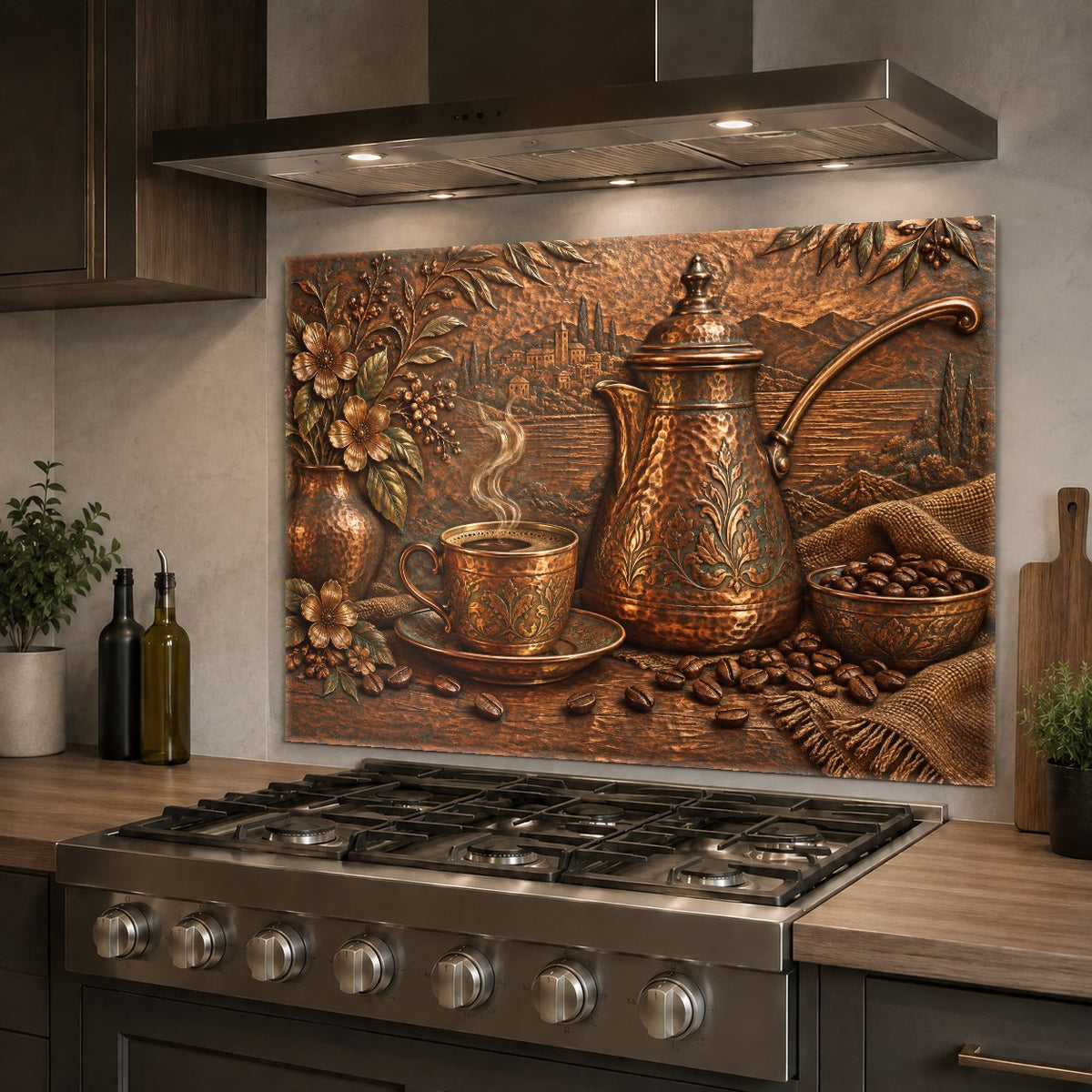 Cafe style kitchen glass backsplash mounted on a clean white sink wall