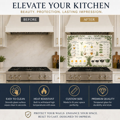 Ingredient Substitution Chart tempered glass backsplash on a kitchen sink wall