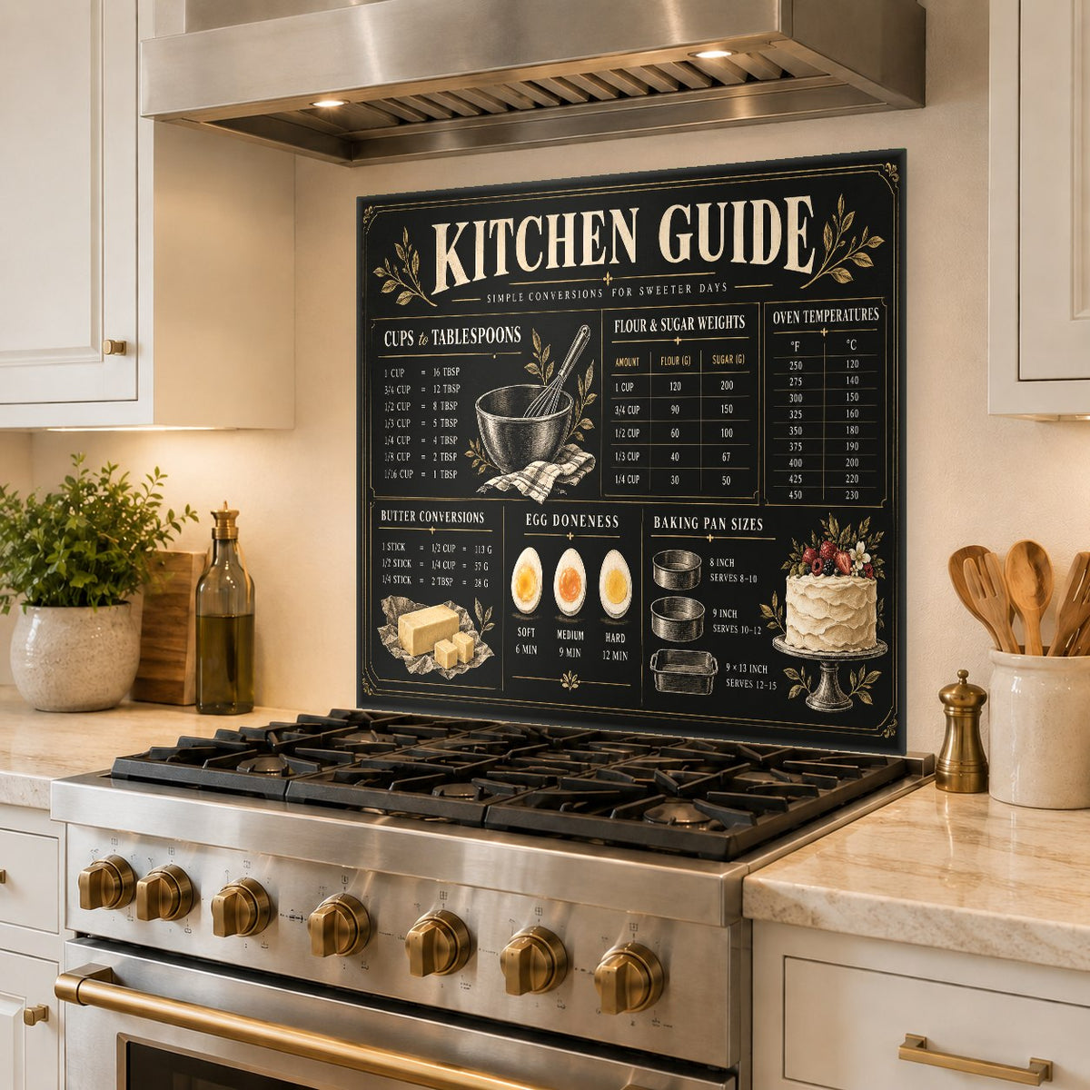 Measurement Conversion Chart tempered glass backsplash as a full-wall kitchen backsplash