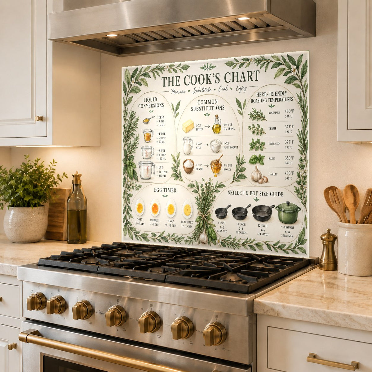 Ingredient Substitution Chart tempered glass backsplash as a full-wall kitchen backsplash