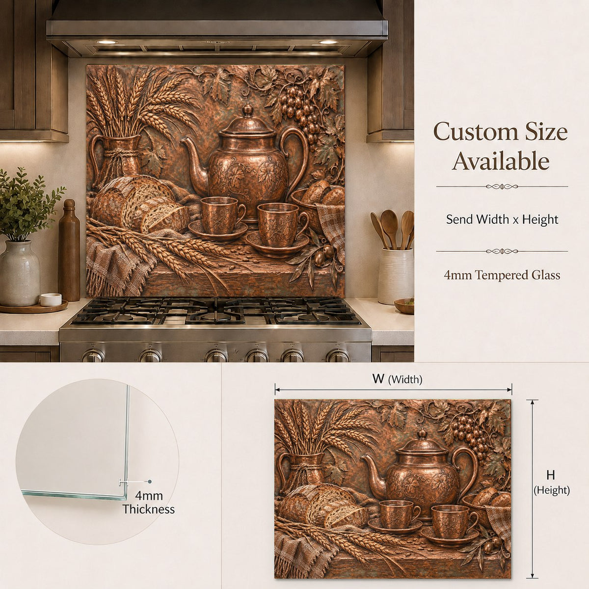 Rustic Teatime kitchen glass backsplash installed in a bright modern home kitchen