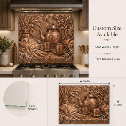 Rustic Teatime kitchen glass backsplash installed in a bright modern home kitchen