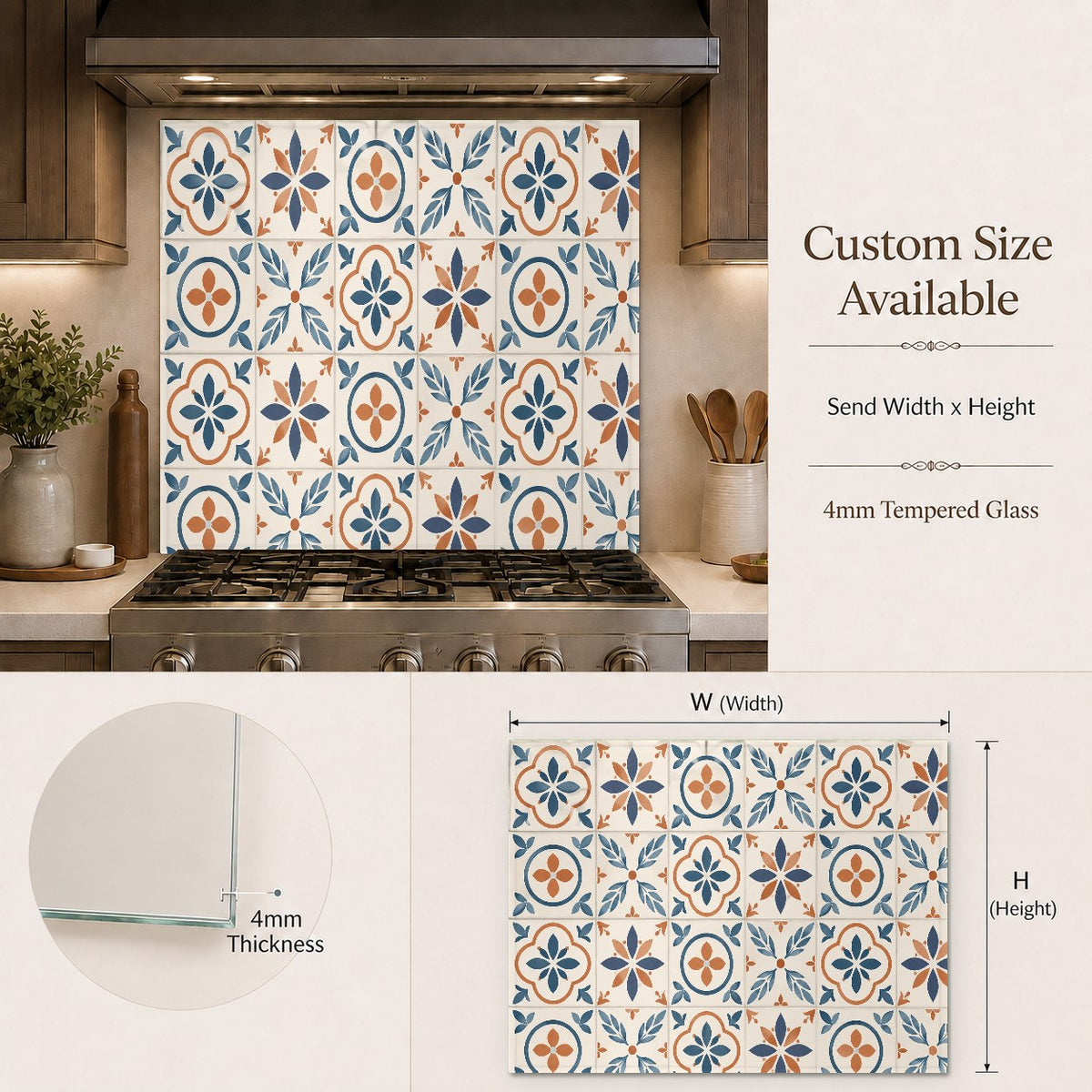 Heat-resistant glass kitchen backsplash panel installed in a luxury home bar area