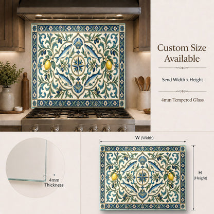 Wbs (371) decorative glass backsplash installed on a kitchen island accent wall