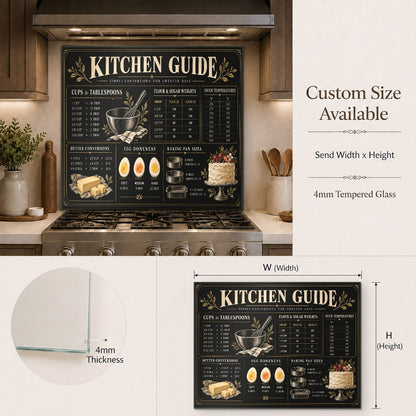 Measurement Conversion Chart tempered glass backsplash in a farmhouse style kitchen