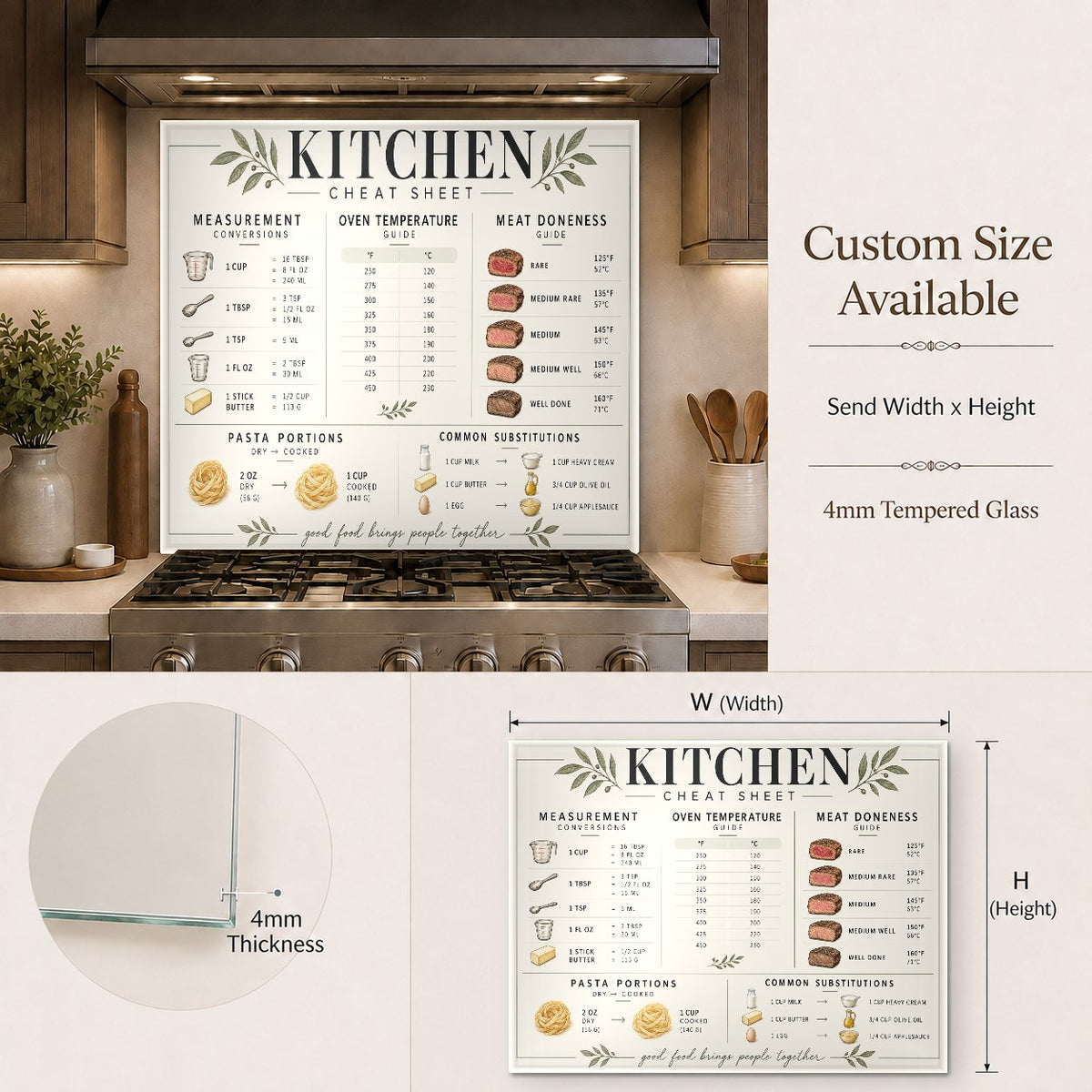 Kitchen Cheat Sheet tempered glass backsplash in a farmhouse style kitchen