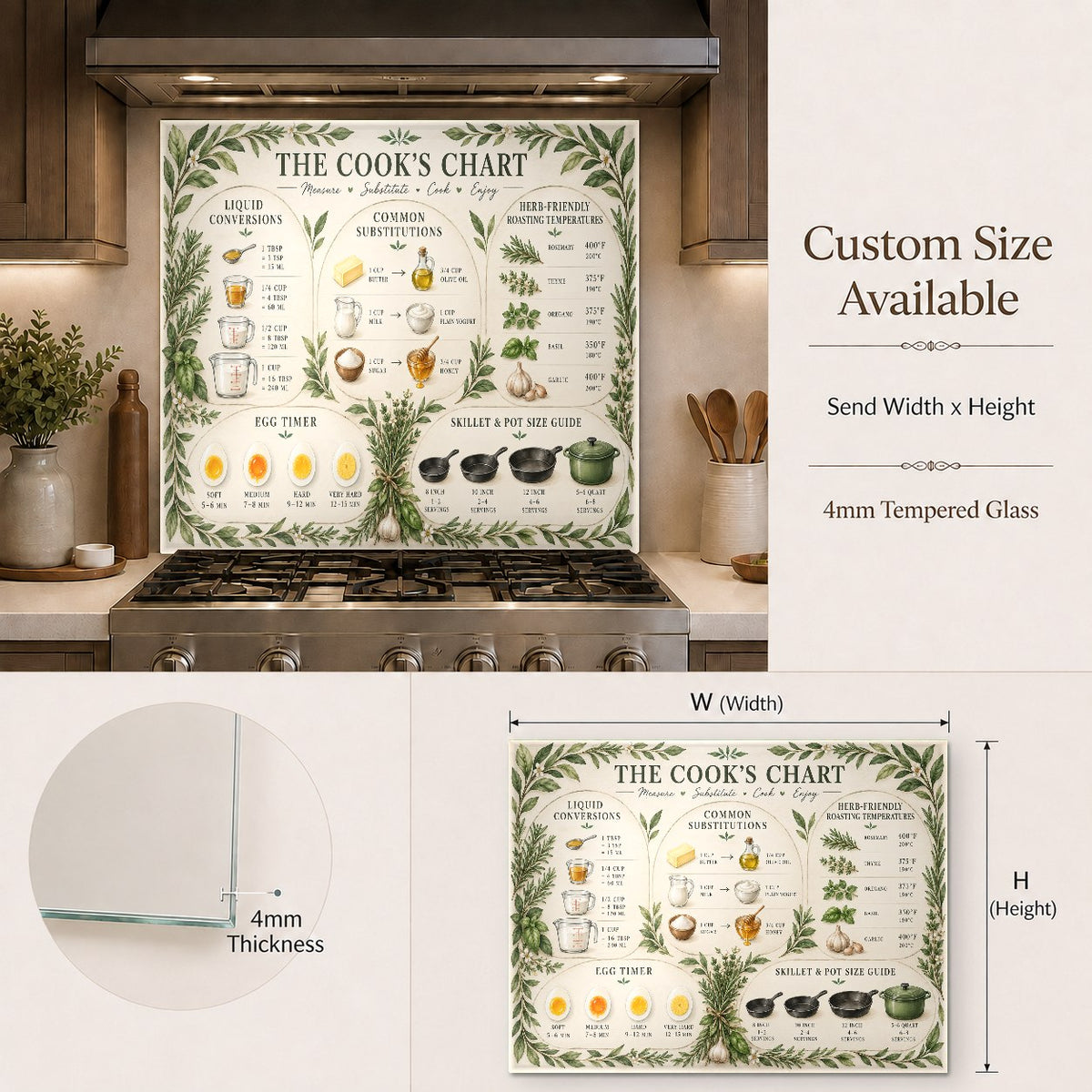 Ingredient Substitution Chart tempered glass backsplash in a farmhouse style kitchen
