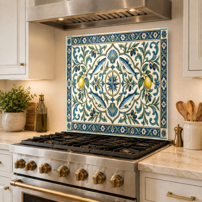 Stylish bar area featuring Wbs (371) tempered glass kitchen backsplash