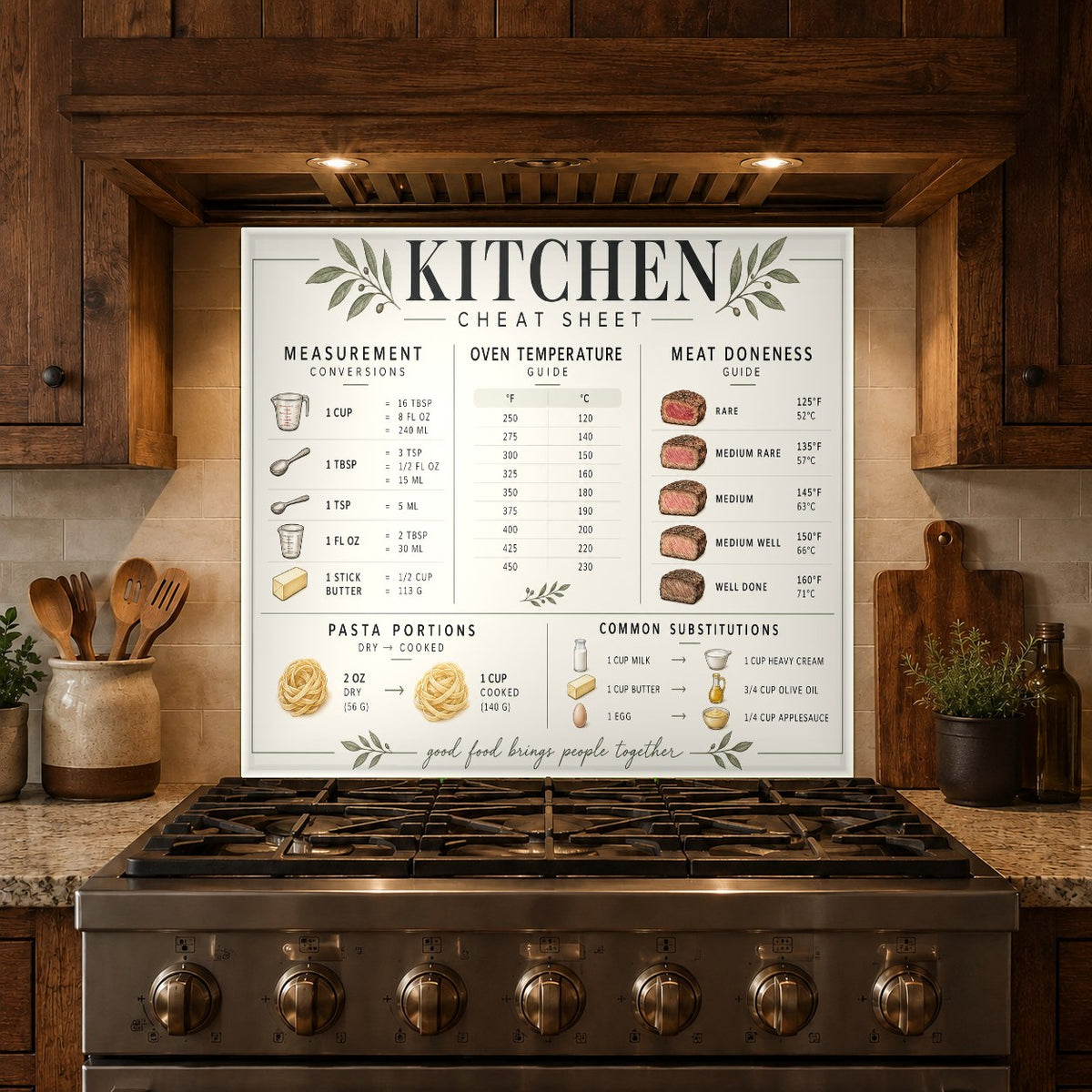Kitchen Cheat Sheet tempered glass backsplash behind a kitchen island cooktop