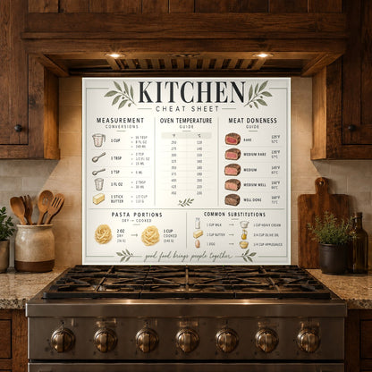 Kitchen Cheat Sheet tempered glass backsplash behind a kitchen island cooktop