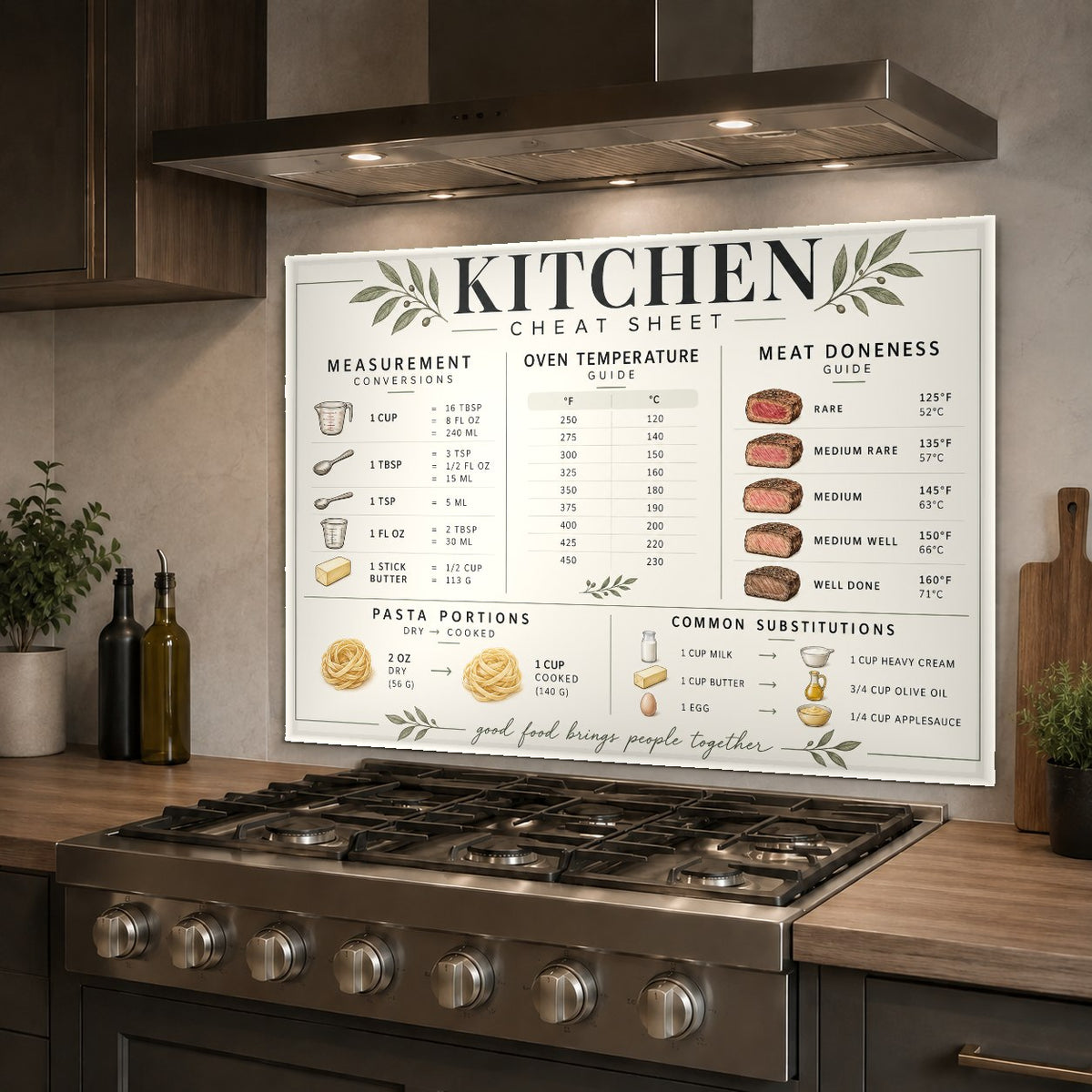 Kitchen Cheat Sheet tempered glass backsplash in a bright white kitchen