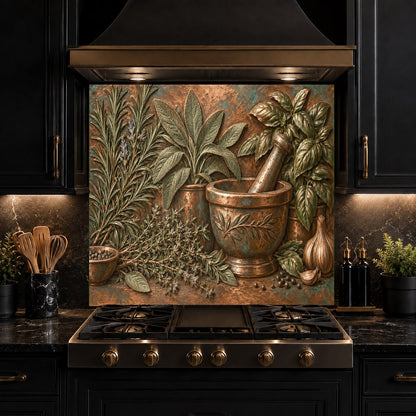 Custom-sized glass kitchen backsplash panel installed in a modern cooking space