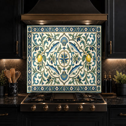 Wbs (371) durable glass backsplash reflecting light in a contemporary kitchen