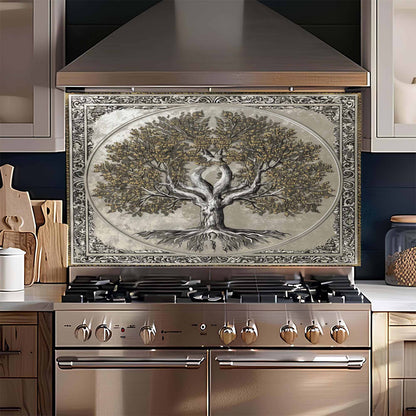 Sacred Unity Kitchen Backsplash –  Tree of Life Glass Backsplash for Stove