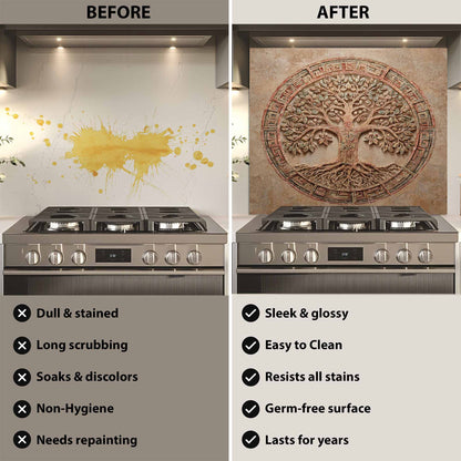 Circular Unity Tempered Glass Backsplash – Tree of Life Kitchen Backsplash
