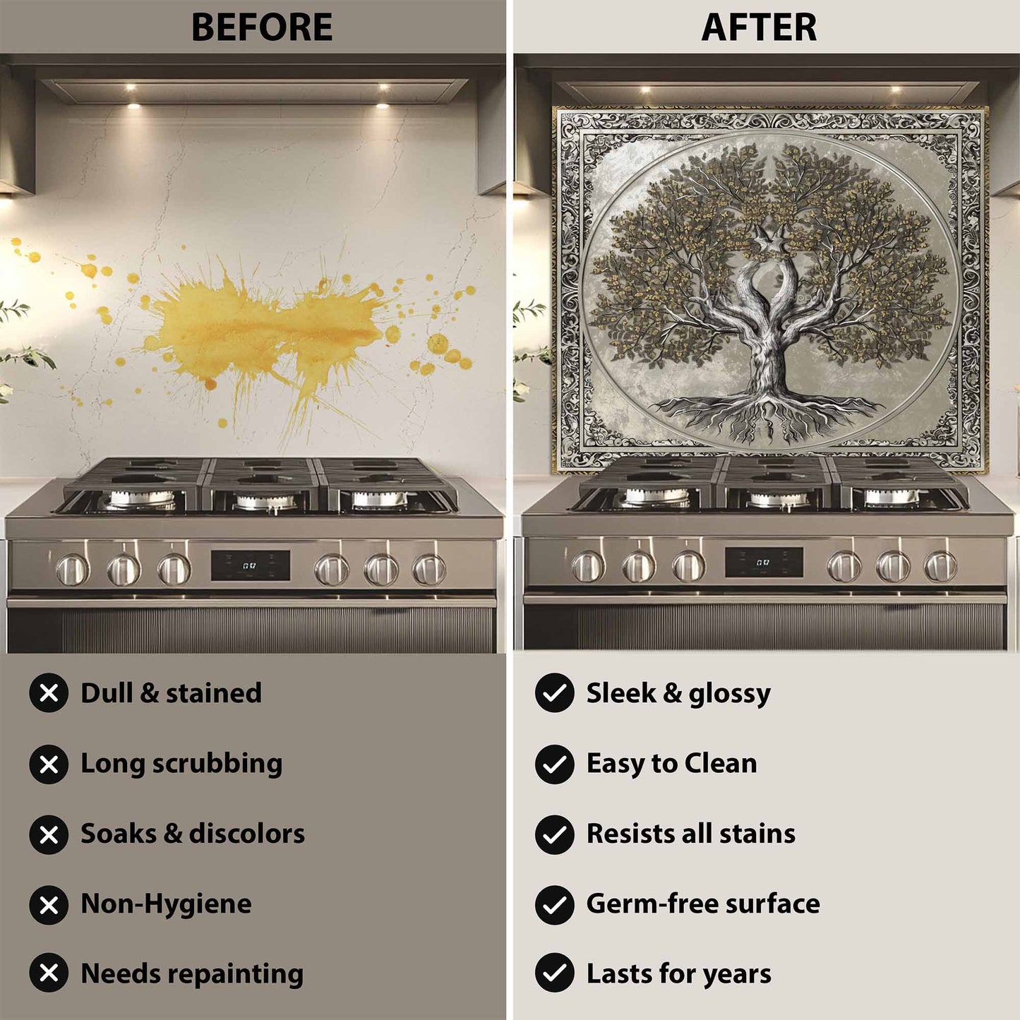 Sacred Unity Kitchen Backsplash –  Tree of Life Glass Backsplash for Stove