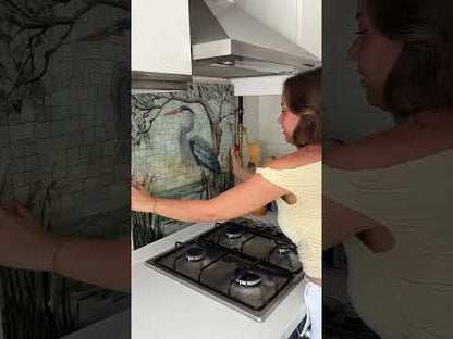 Heron Glass Backsplash for Kitchen Stove