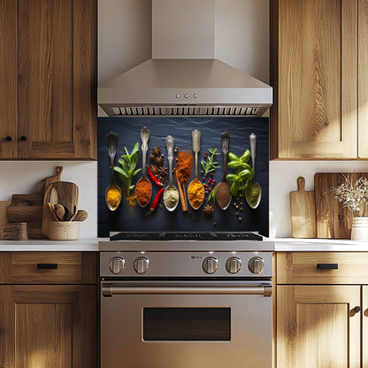Kitchen with wooden cabinets, stainless steel oven, and decorative backsplash.