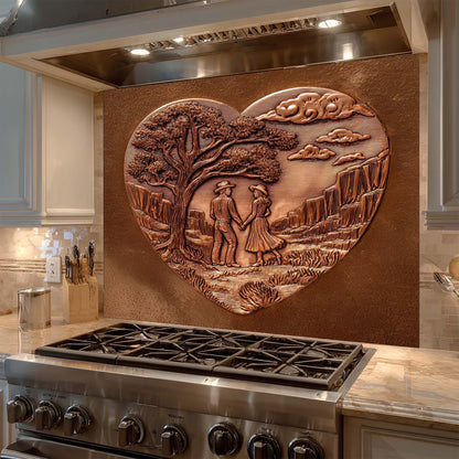 Heart Valley Lovers – Copper Look Tempered Glass Backsplash for Kitchen